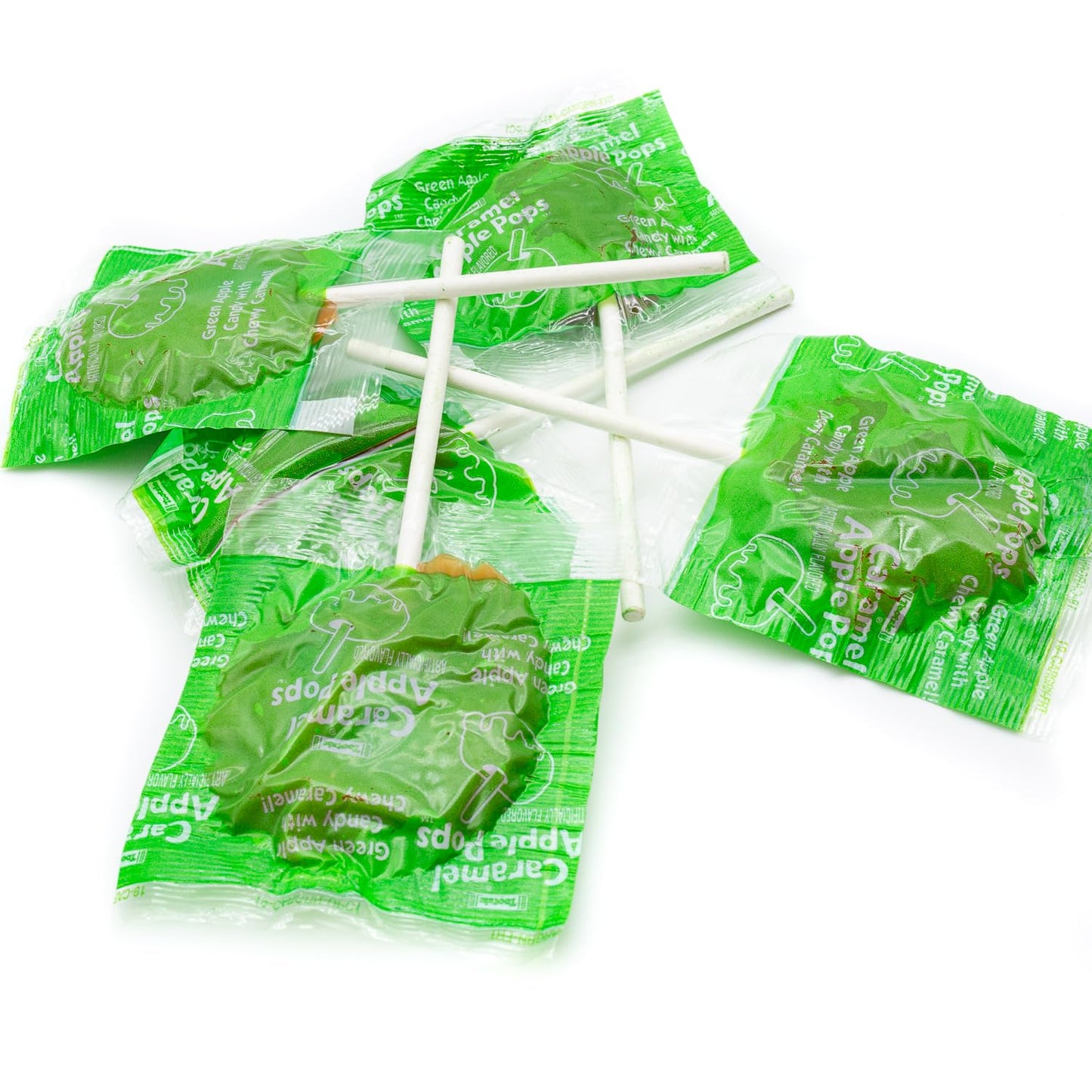 Caramel Apple Pops 2 lb - Suckers with Chewy Coating and Hard Center, Individually Wrapped Lollipops, Gluten Free Candy