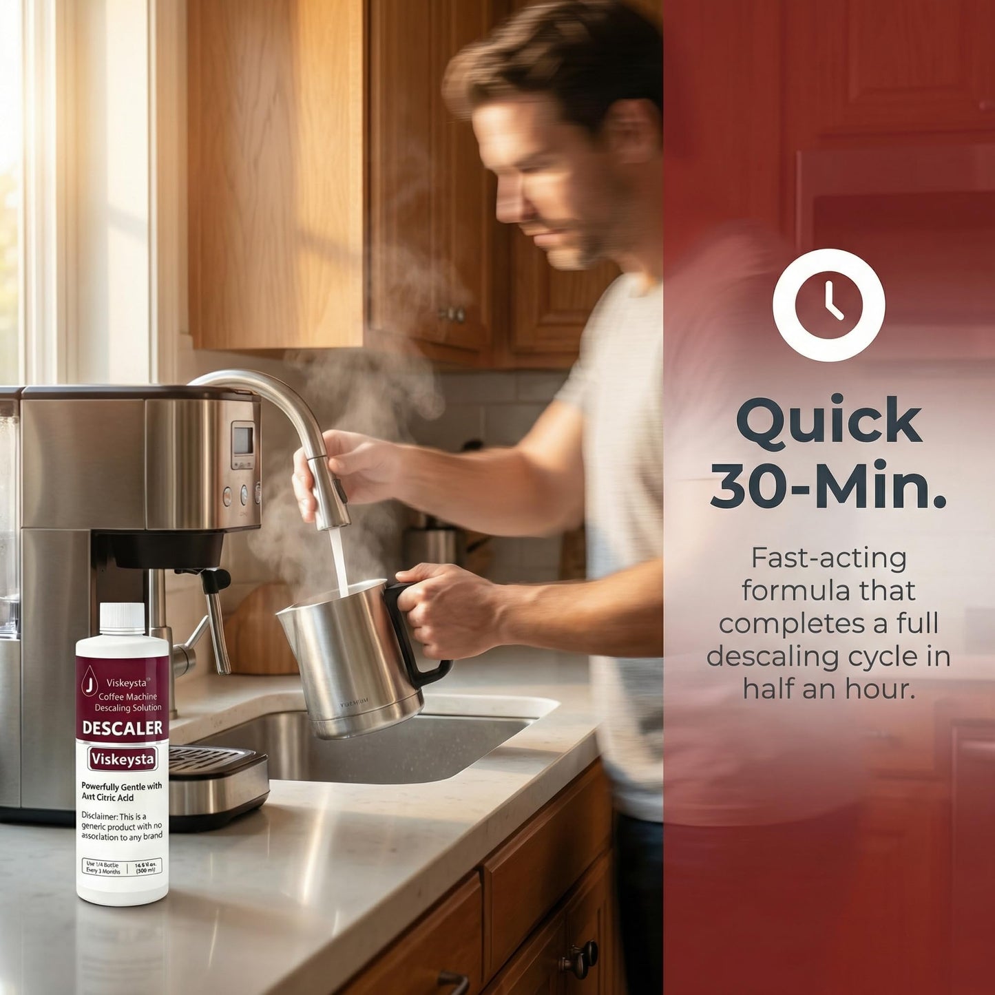 Viskeysta No-Pre-Soak Descaling Solution,Compatible with Ninja Coffee Makers, 500ml Bottle for 4 Uses