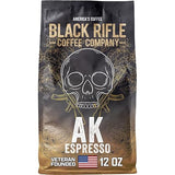 Black Rifle Coffee Company AK Espresso, 12oz Bag, Ground Coffee Medium Roast - Roasted Blend Made from Arabica Beans - Colombian & Brazilian Beans