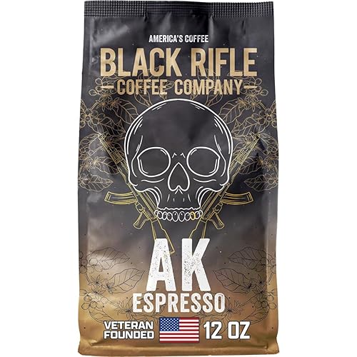 Black Rifle Coffee Company AK Espresso, 12oz Bag, Ground Coffee Medium Roast - Roasted Blend Made from Arabica Beans - Colombian & Brazilian Beans