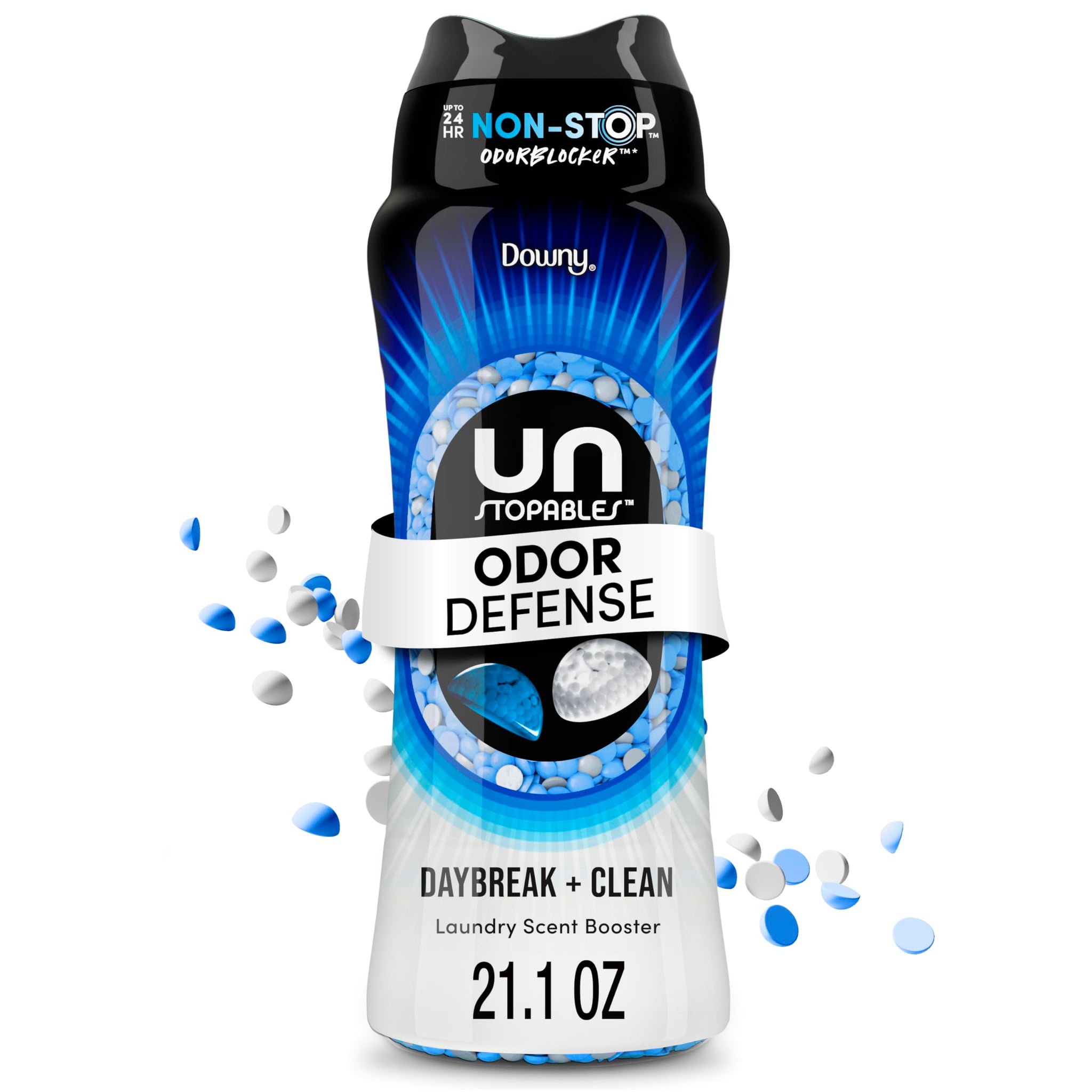 Downy Unstopables Fusions Odor Defense In-Wash Laundry Scent Booster Beads, Daybreak + Clean Scent, 21.1 OZ, 2-in-1 Laundry Beads for Odor Defense