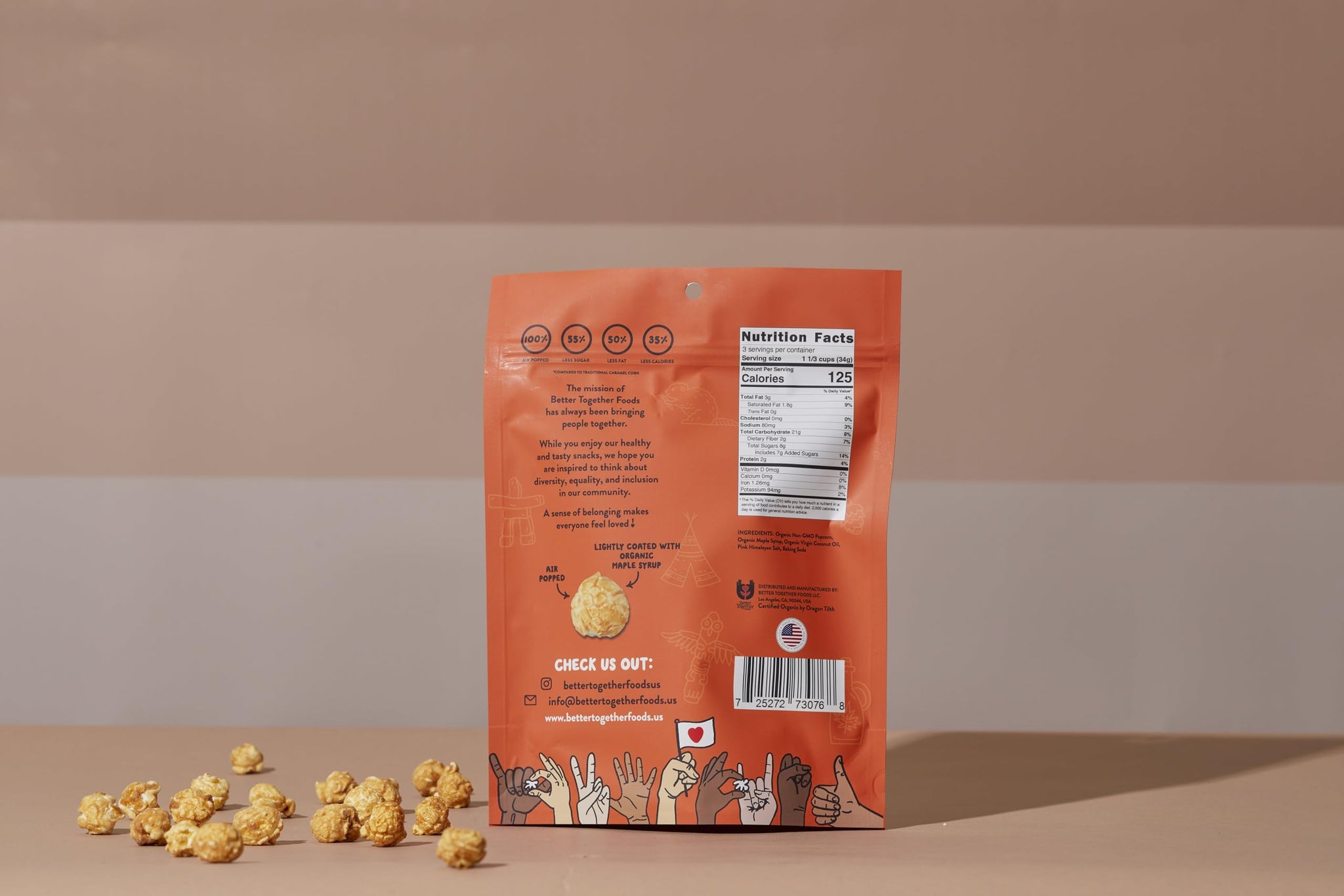 Maple Pop! Organic Maple Caramel Popcorn - Low Sugar, High Fiber, Air Popped, Vegan & Gluten Free - Made with Real Maple Syrup (Salted Maple, Pack