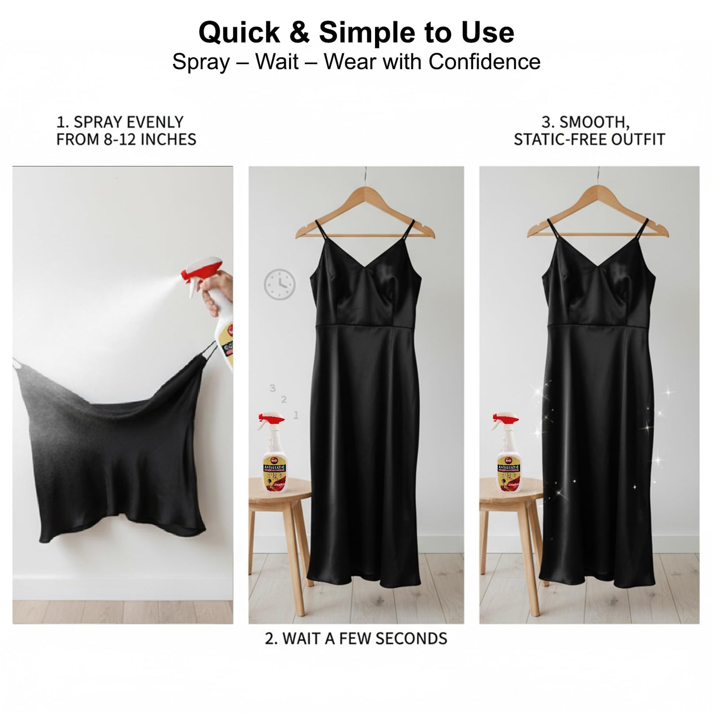 BAGI Anti Static Spray for Clothes - Fabric Refresher & Softener, Eliminates Static Cling, Prevents Shocks, Delicate Fresh Scent, Safe for All