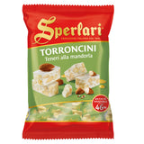 Sperlari Torrone Traditional Italian Candy - Gourmet Soft Nougat With Crunchy Sliced Almonds & Honey - Travel Size Imported European Bagged Candy