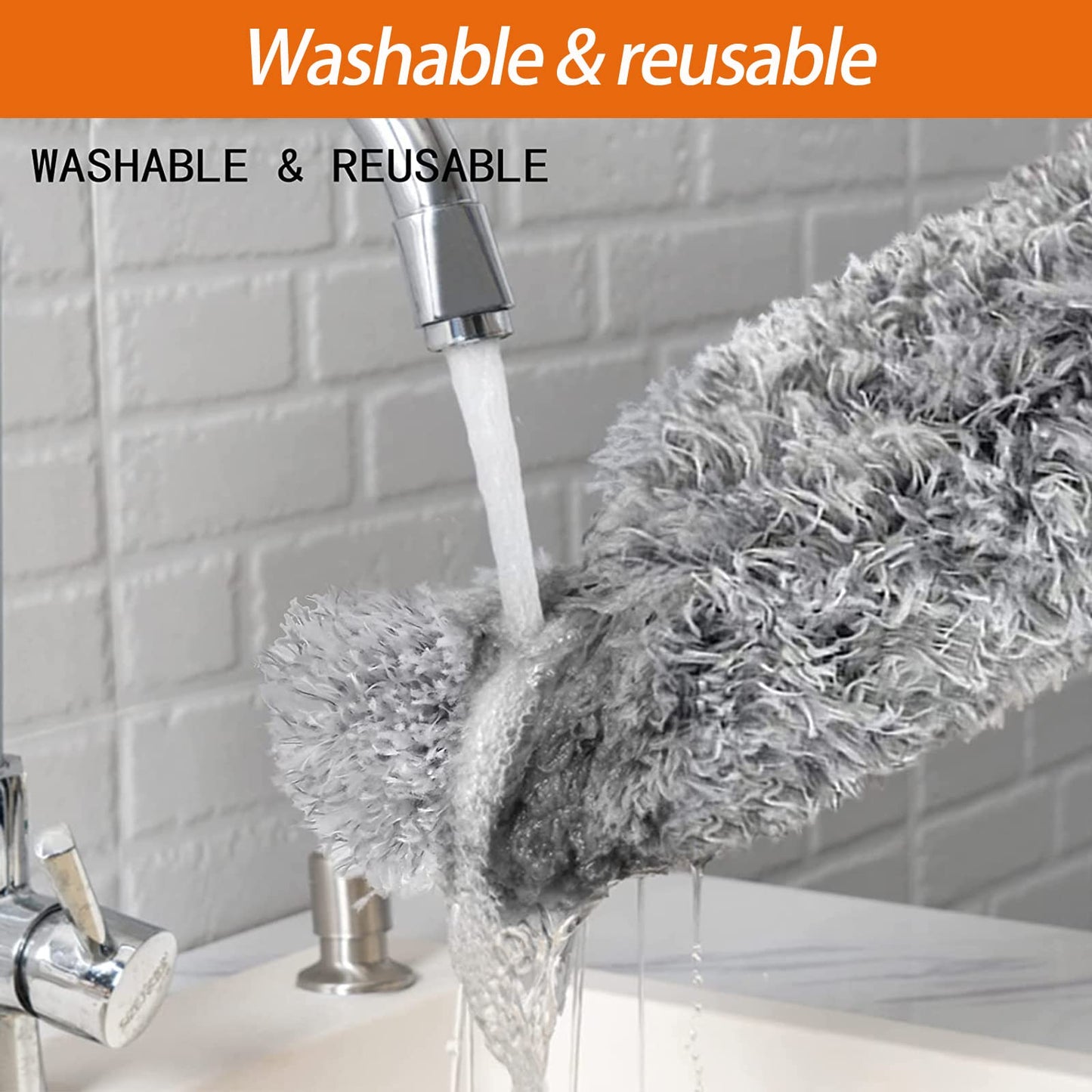 Dusters for Cleaning High Ceiling Fan, Newliton Microfiber Feather Duster with 30'' to 100'' Telescoping Extension Pole, Long Extendable Duster