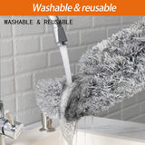 Dusters for Cleaning High Ceiling Fan, Newliton Microfiber Feather Duster with 30'' to 100'' Telescoping Extension Pole, Long Extendable Duster