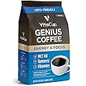 VitaCup Genius Ground Keto Coffee w/Turmeric, MCT Oil, B Vitamins, D3, Ground Coffee Medium Dark Roast, Bold & Smooth, 100% Arabica Coffee Grounds, 11