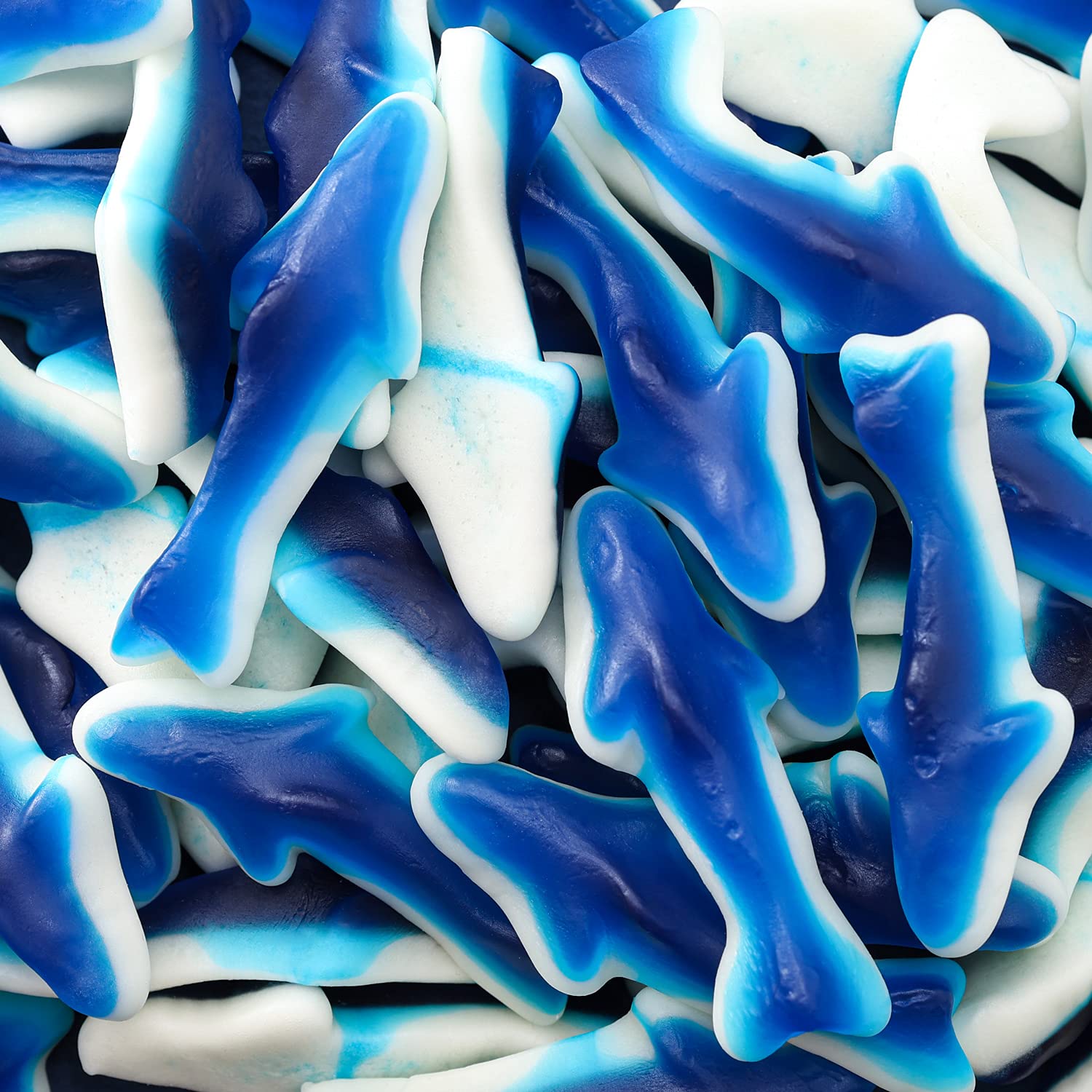 Blue Sharks Gummy Candy - 2 Pound Bulk Pack - Blue Raspberry Marshmallow Flavor