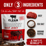 Clean Jerky Co. Old Fashioned Dry Zero Sugar Beef Jerky | Salt & Pepper - Flavorful High Protein Snacks | Healthy Snacks for Adults | Made with 100%