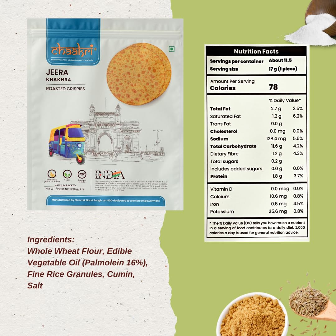 Chaakri Khakhra Roasted Crispies - 3 Pack, Whole Grain, Ready to Eat Savory Snacks, Non-GMO, Vegan (Mild Mix)
