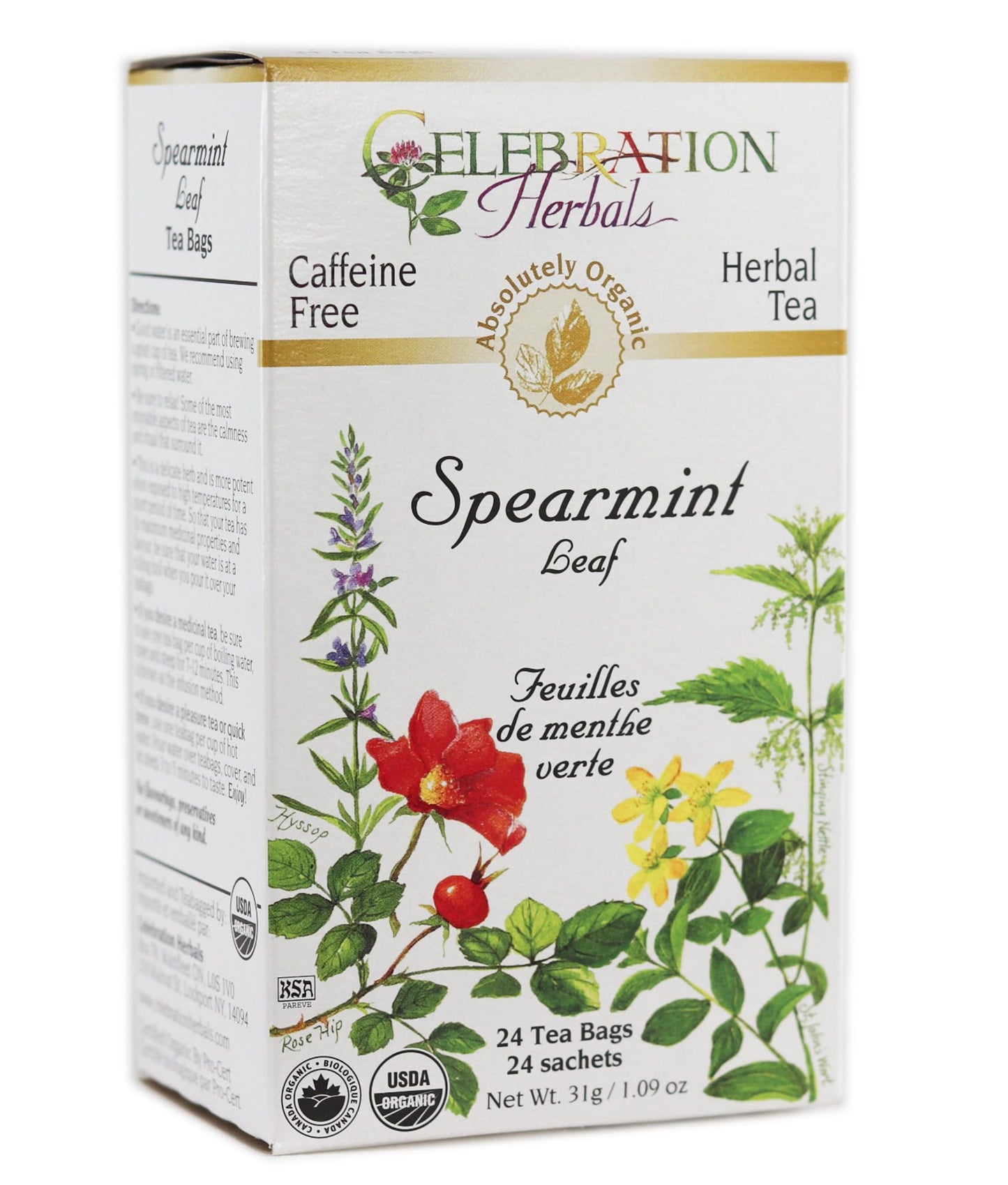 CELEBRATION HERBALS Spearmint Leaf Tea Organic 24 Bag, 0.02 Pound