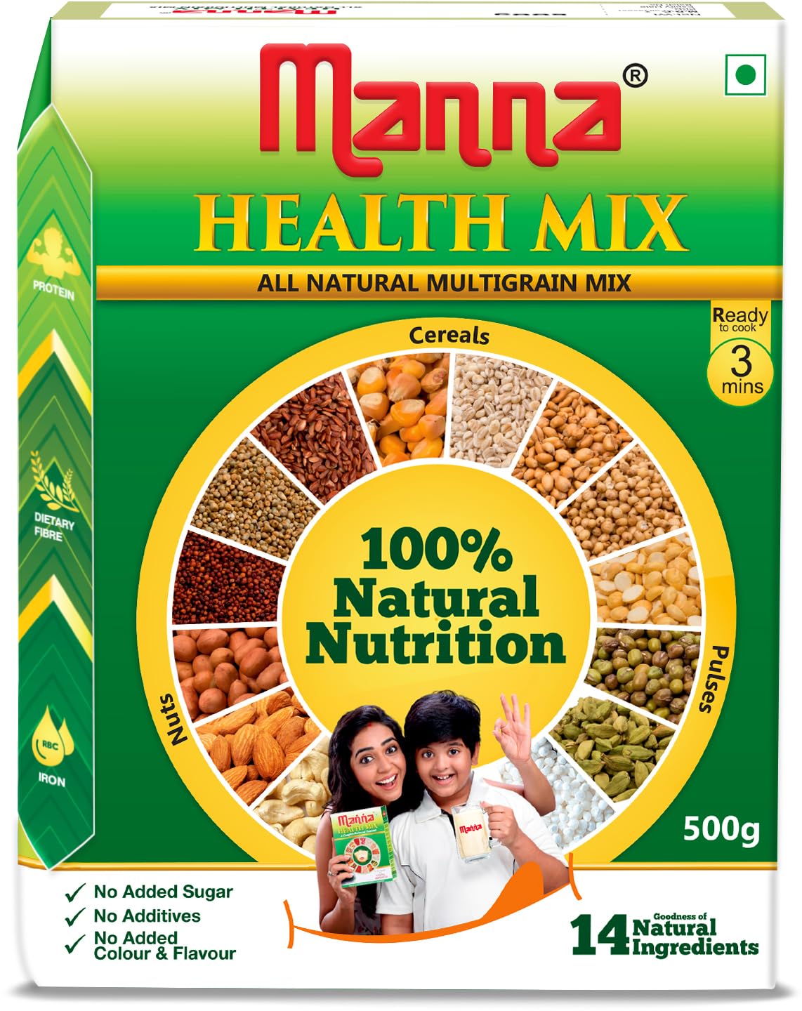 Manna Multigrains Health & Nutrition Drink - 500g (No Added Sugars & Preservatives)