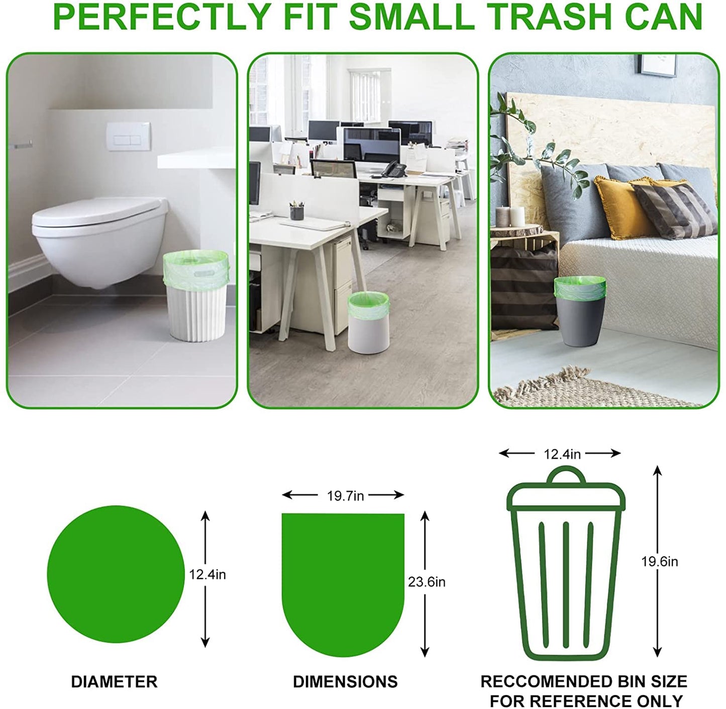 Biodegradable Trash Bags (Thickened), 5 Gallon / 20L | Unscented Strong Multipurpose Garbage Bags for Kitchen, Bathroom, Bedroom & Office, 160 Count |