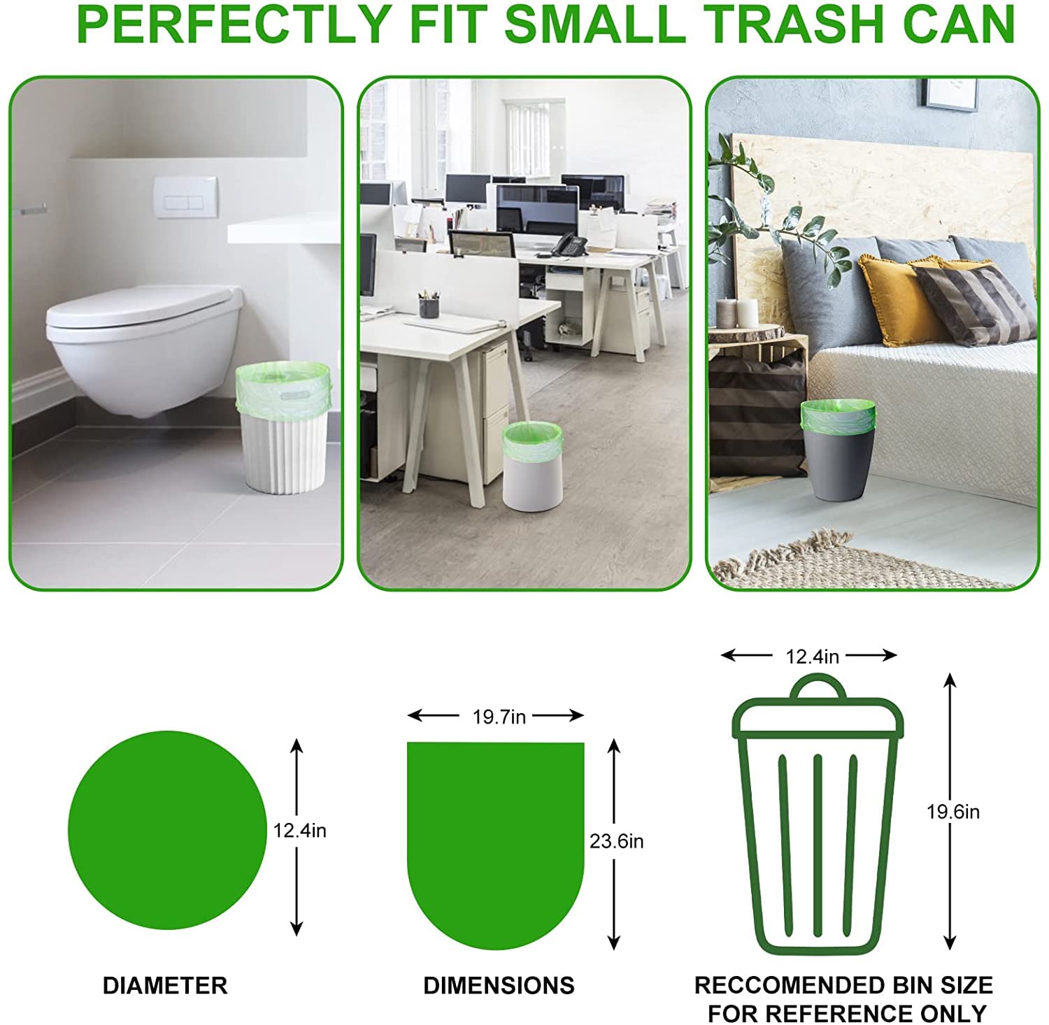 Biodegradable Trash Bags (Thickened), 5 Gallon / 20L | Unscented Strong Multipurpose Garbage Bags for Kitchen, Bathroom, Bedroom & Office, 160 Count |