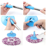 Bonlting Spin Mop Pole Handle Replacement 360 Spinning Cleaning Scraper for Floor Mop Bucket No Foot Pedal Version Blue