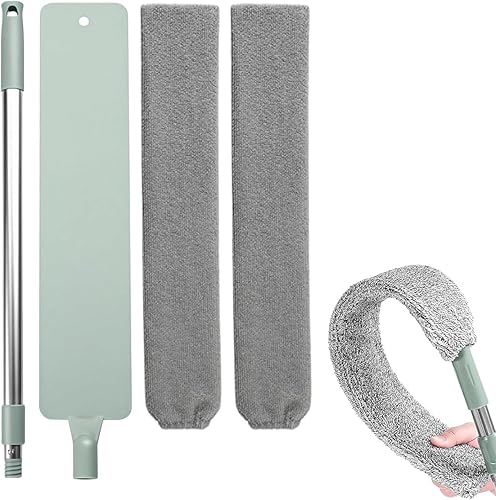 Retractable Gap Dust Cleaner Cleaning Tools with 2 Microfiber Dusting Cloths, Flat Duster Withextension Pole, Used for Cleaning Sofas, Sofa Beds