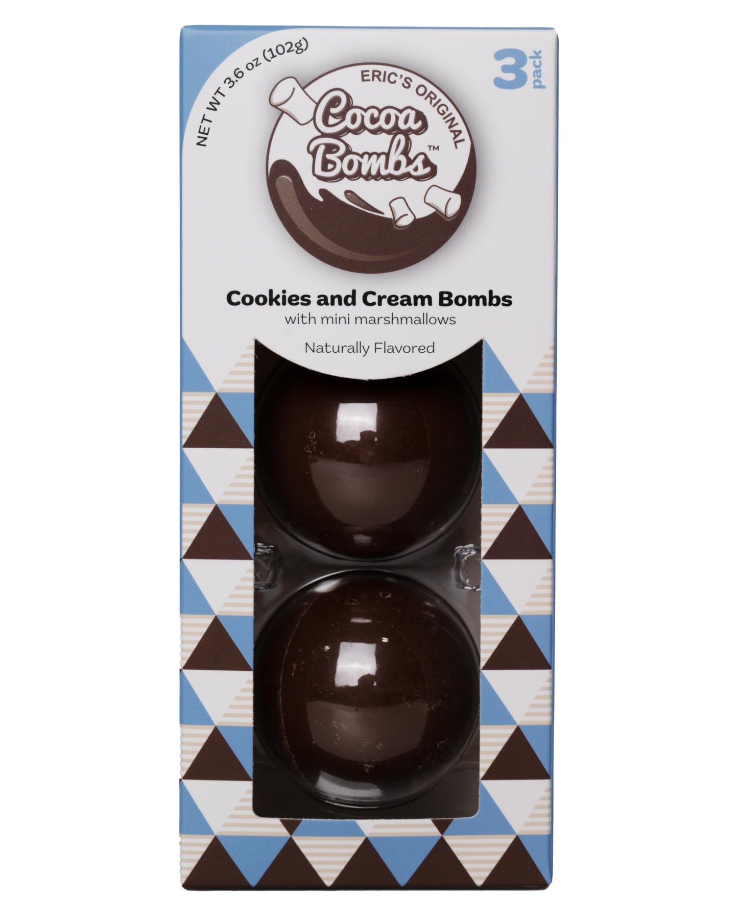 THE ORIGINAL COCOA BOMBS COOKIES & CREAM - U.S. MADE 3 PACK WITH MINI WHITE MARSHMALLOWS