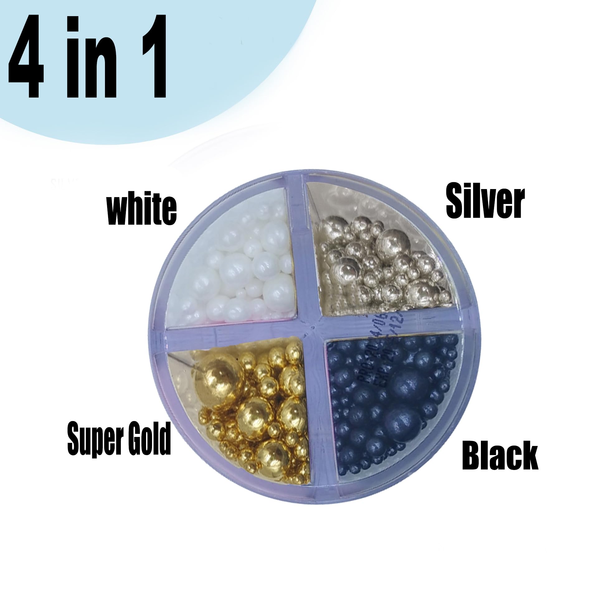 4 in 1 Pearl Sugar Sprinkles 6 oz, Mix sizes Candy Pearls Ideal for Baking, Cake and Cupcake Toppers, Cookie Decoration, Ice Cream Topping, Wedding