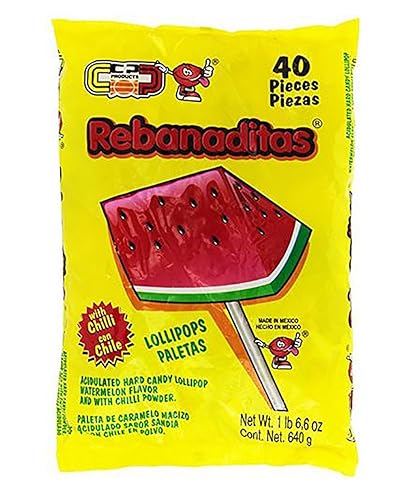 Vero Rebanaditas Paletas Sabor Sandia Hard Candy Chili Covered Lollipops 40 pcs