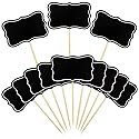 56 PCS Black Chalkboard Picks Chalkboard Sign Food Toppers Cheese Markers Cake Cupcake Topper for Birthday Party Wedding Gender Reveal Baby Shower