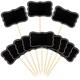 56 PCS Black Chalkboard Picks Chalkboard Sign Food Toppers Cheese Markers Cake Cupcake Topper for Birthday Party Wedding Gender Reveal Baby Shower