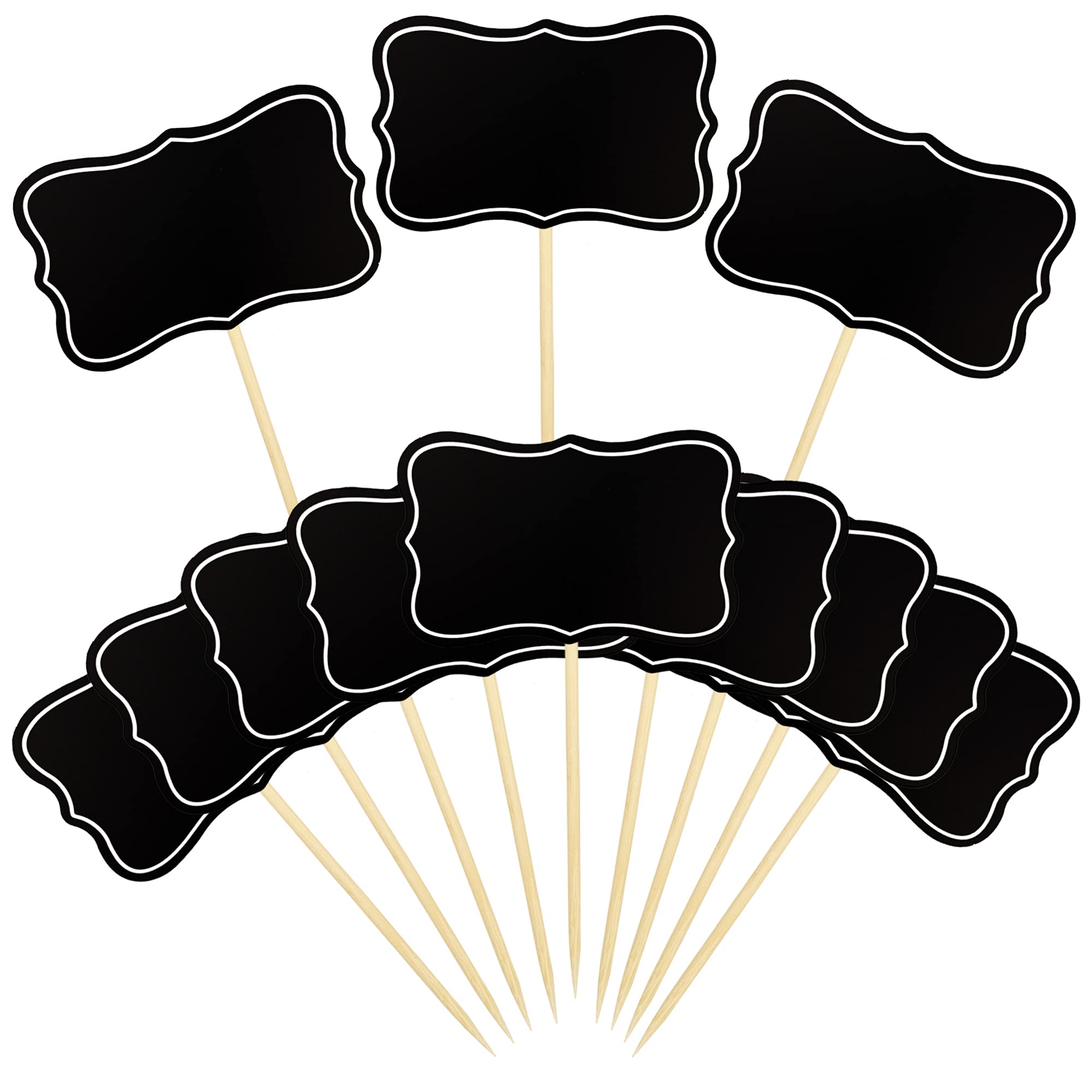 56 PCS Black Chalkboard Picks Chalkboard Sign Food Toppers Cheese Markers Cake Cupcake Topper for Birthday Party Wedding Gender Reveal Baby Shower