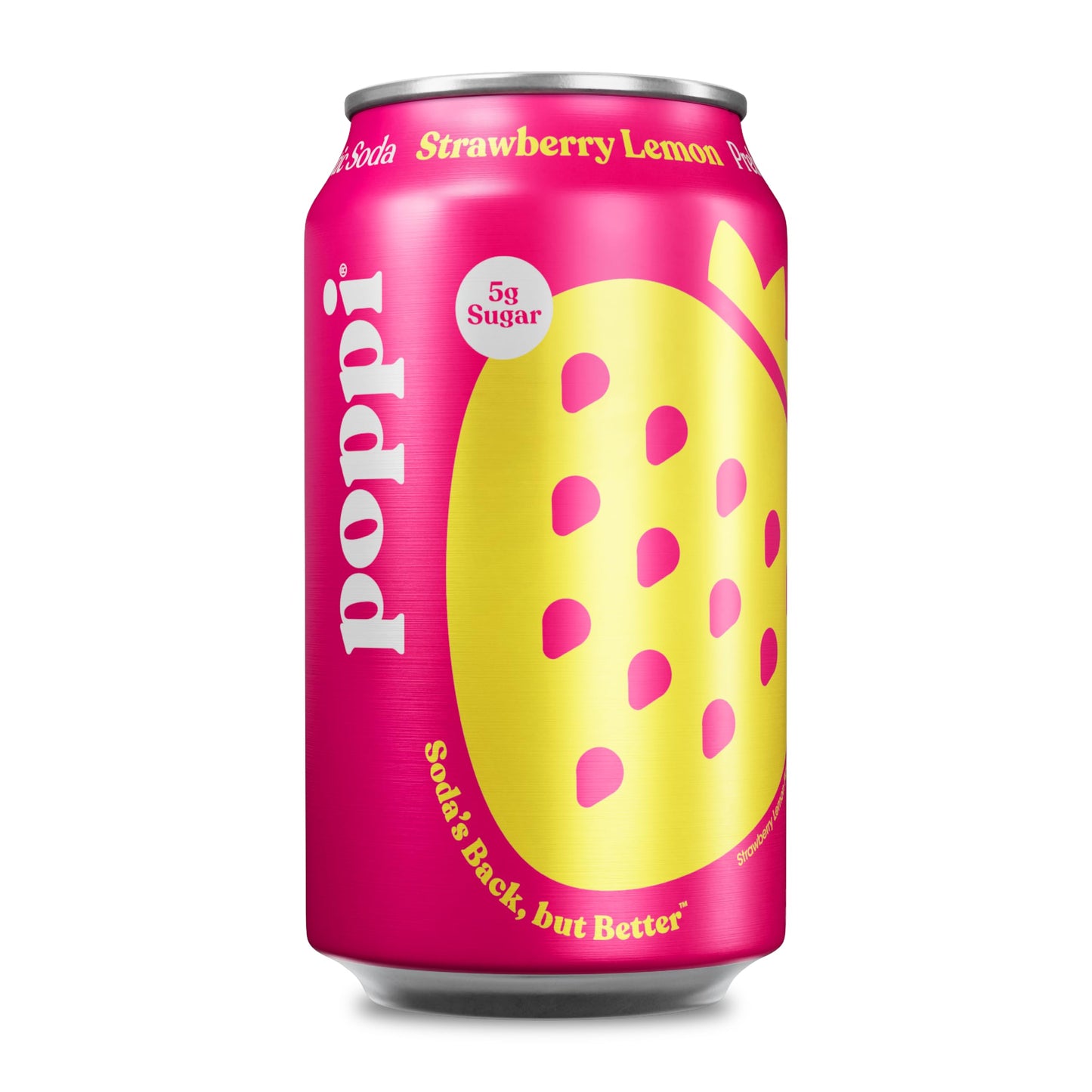 Poppi Sparkling Prebiotic Soda Beverage with Apple Cider Vinegar, Seltzer Water and Fruit Juice, Strawberry Lemon Flavor, 12 Fl Oz, 1 Count, Packaging