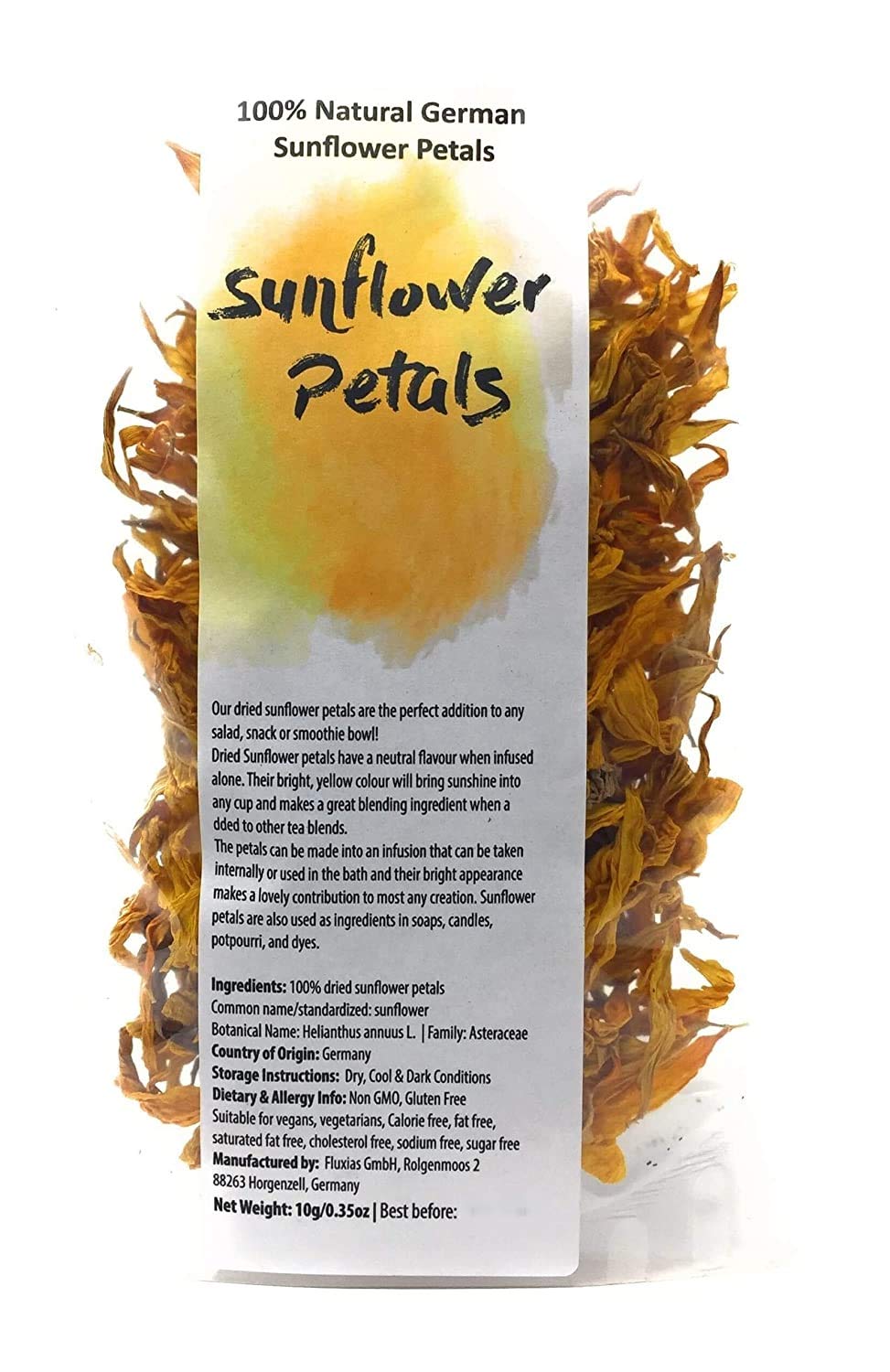 Edible Flowers - 100% Natural dried German Sunflower Petals - Perfect addition to salads, snacks or smoothie bowls. Natural Sunflower Petals
