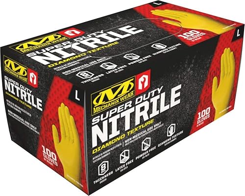 Mechanix Wear D01-01-011-100 - Nitrile Disposable Gloves - Powder Free 8 Mil Diamond Textured (100 Pack)