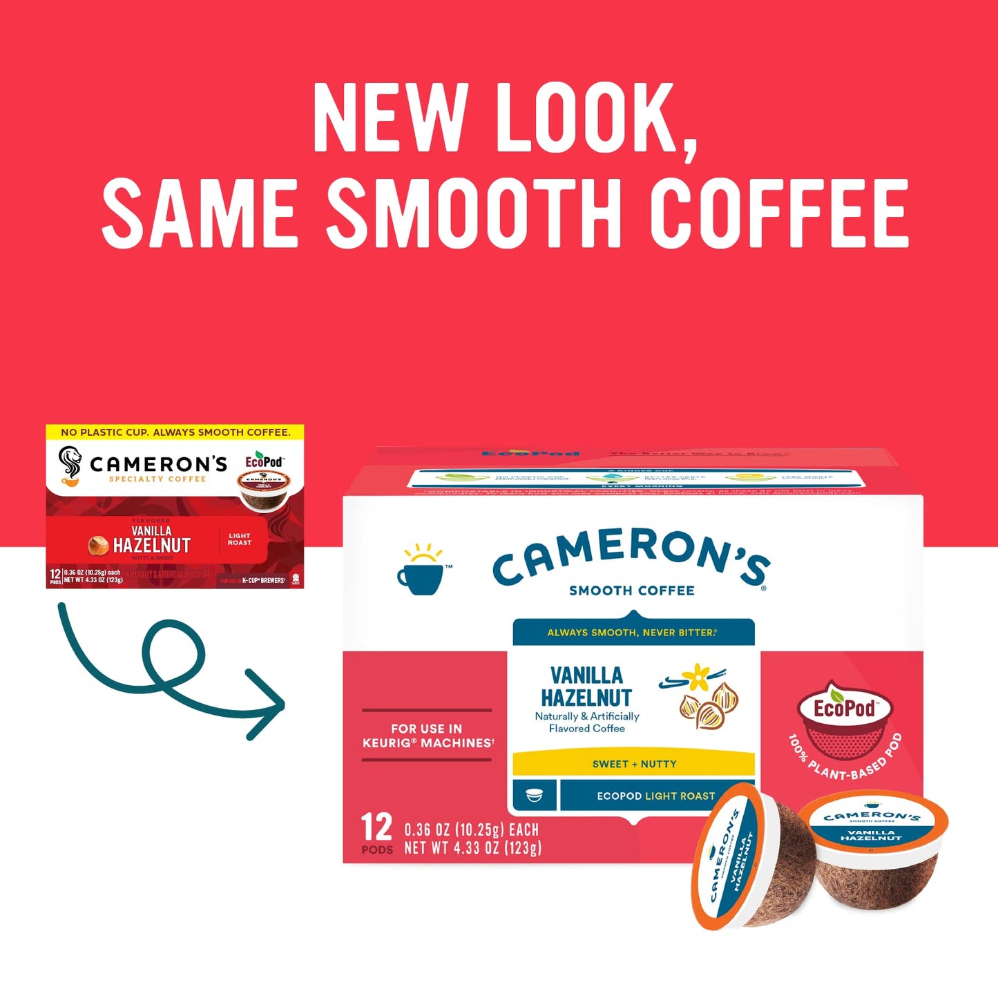Cameron's Coffee Single Serve Pods, Flavored, Vanilla Hazelnut, 12 Count (Pack of 1)