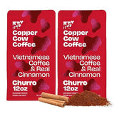 Copper Cow Premium Vietnamese Ground Coffee, 24 OZ | Churro Flavored Coffee | Dark Roast Made with Real Cinnamon | 100% Vietnamese Coffee, Smooth