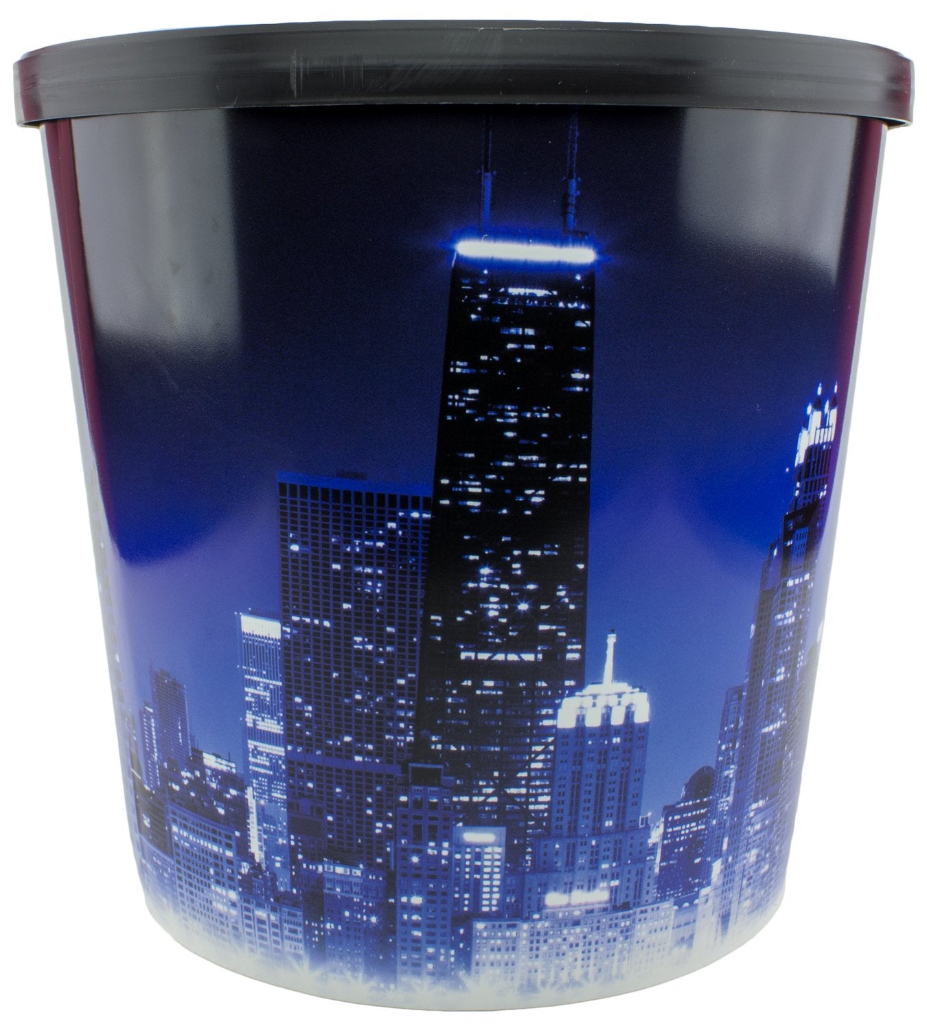 Signature Popcorn - Gourmet 1-Gallon Blue Chicago Skyline Reusable Plastic Bucket Tin - Half Caramel Half Cheddar Cheese Flavor - Holiday, Party