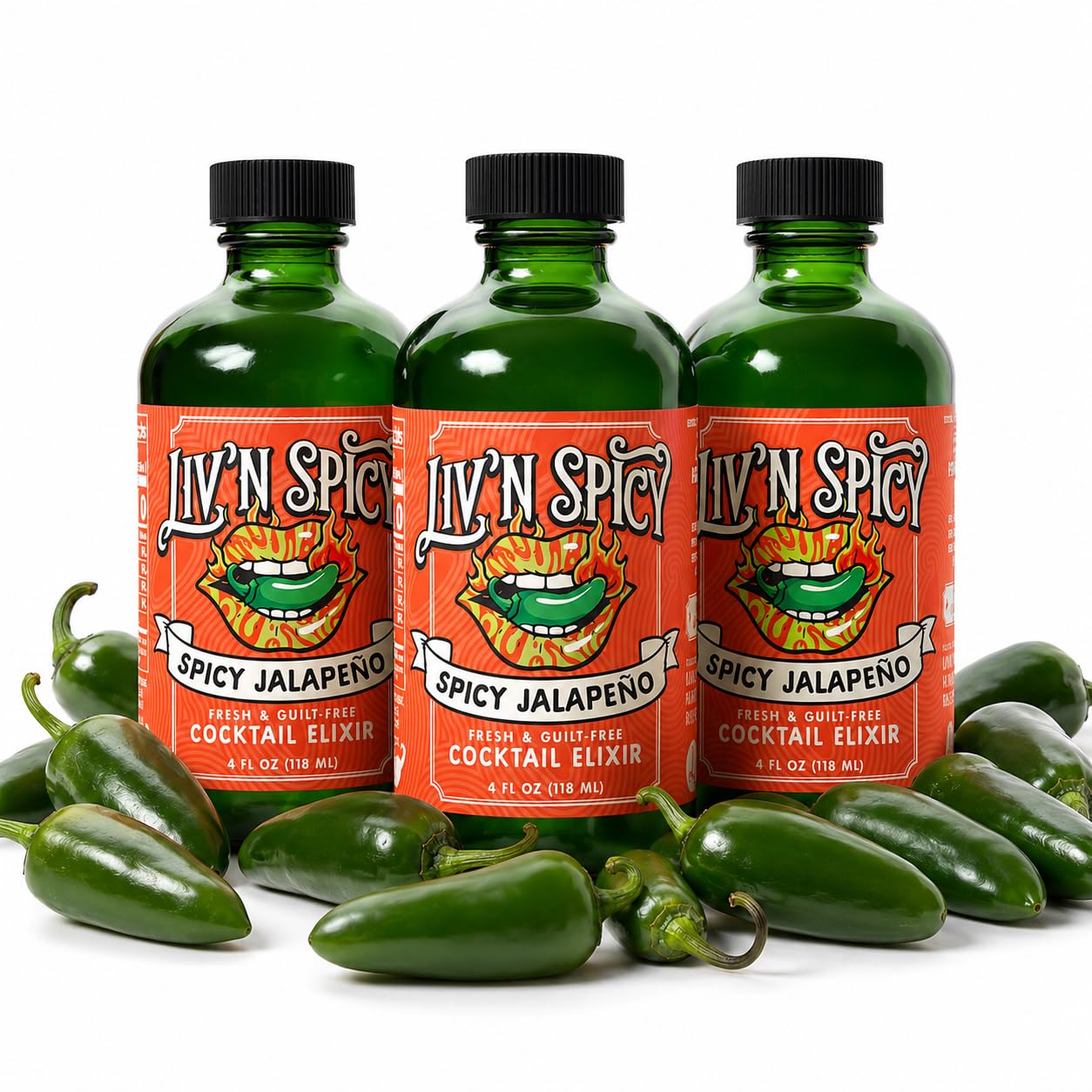 Liv’n Spicy | Spicy Jalapeño Elixir | 3 Pack | Zero Calorie Cocktail Mixer | Vegan | Sugar-Free | Organic Jalapeño Infusion | Guilt-Free Heat | Drink