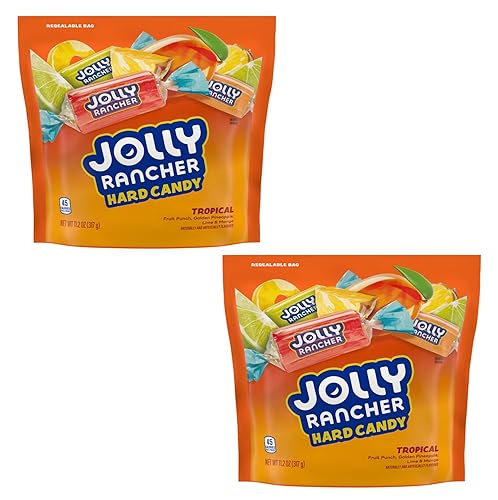 Jolly Rancher Tropical Hard Candy - Pack of 2 Bags - Delicious Classic Treats Everyone Has Loved for Generations - Perfect for Sharing with Friends