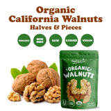 Organic California Walnuts Halves & Pieces, 5 Pounds - Non-GMO, Raw, Unsalted, Shelled, Vegan, Kosher, Sirtfood, Bulk Snack. High in Omega-3 Fatty