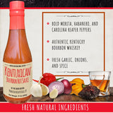 Kentuxican Bourbon Hot Sauce - Premium Mexican Hot Sauce Made with Authentic Kentucky Bourbon, Habanero, Carolina Reaper, Chile de Arbol - Natural