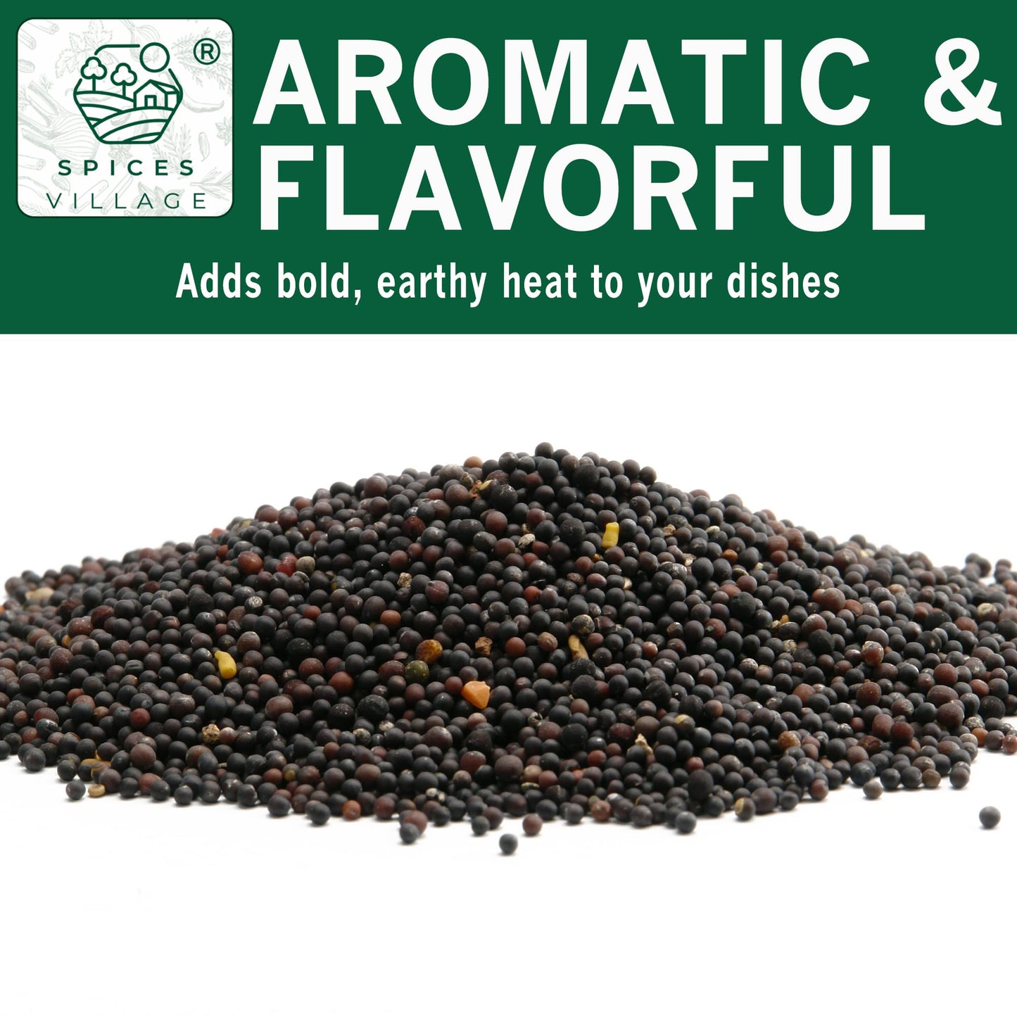 SPICES VILLAGE Black Mustard Seeds, 8 oz, Whole Mustard Spice for Pickling and Chutney, Kosher, Gluten Free, Non GMO, Resealable Bulk Bag