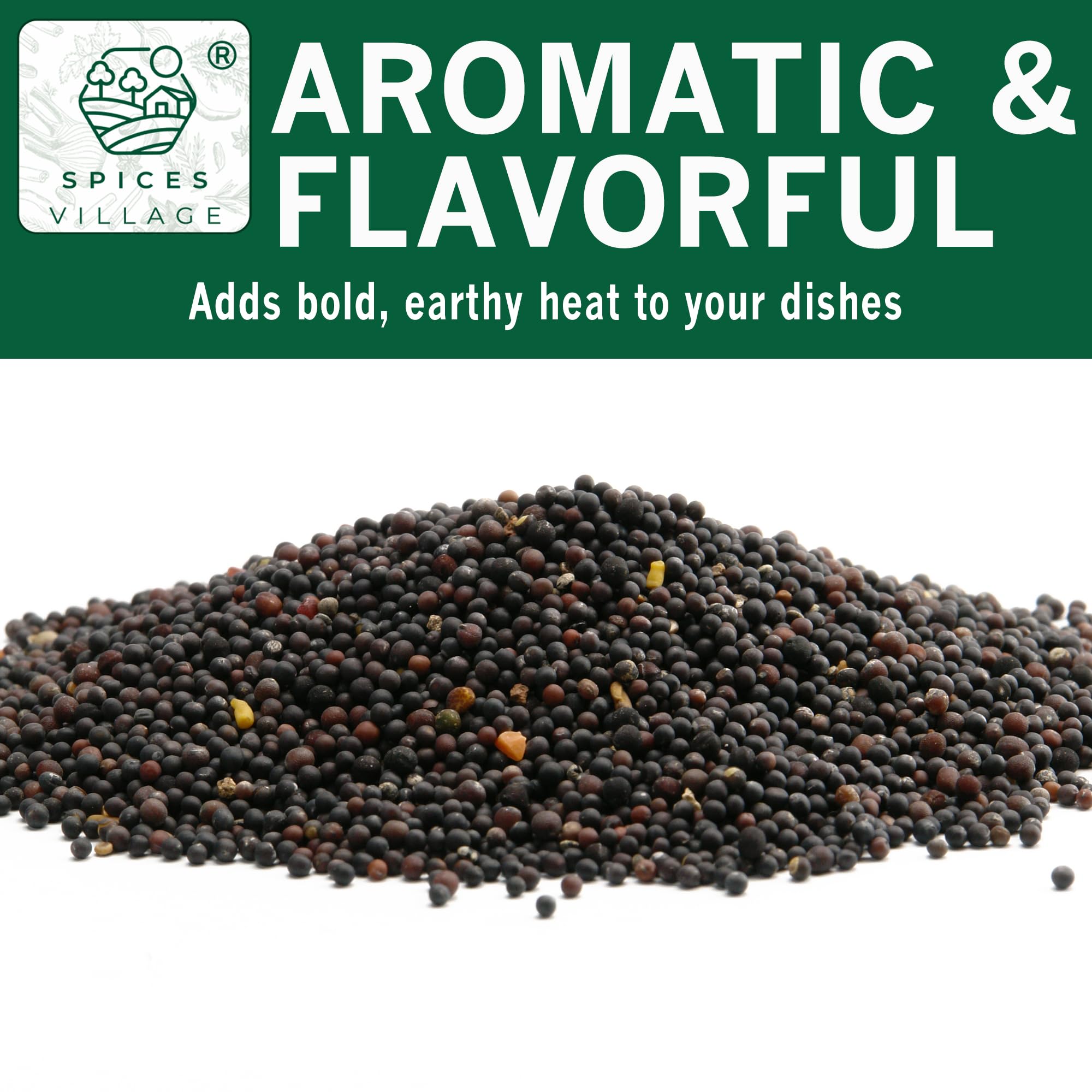 SPICES VILLAGE Black Mustard Seeds, 8 oz, Whole Mustard Spice for Pickling and Chutney, Kosher, Gluten Free, Non GMO, Resealable Bulk Bag