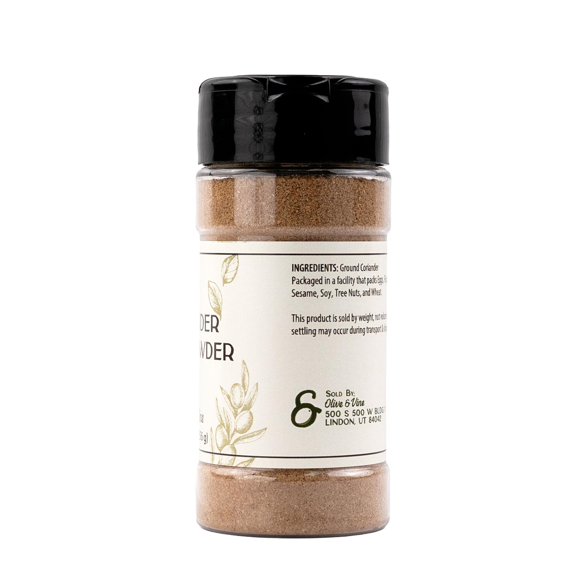 Olive & Vine Coriander Seed Powder, Earthy Flavor, For Curries & Marinades, Rich Tradition, Authentic Taste, For Global Recipes (2 Ounce)