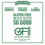 Tate's Bake Shop Gluten Free Cookies Variety Pack, Lemon, Ginger Zinger and Chocolate Chip Cookies, 4-7 oz Bags