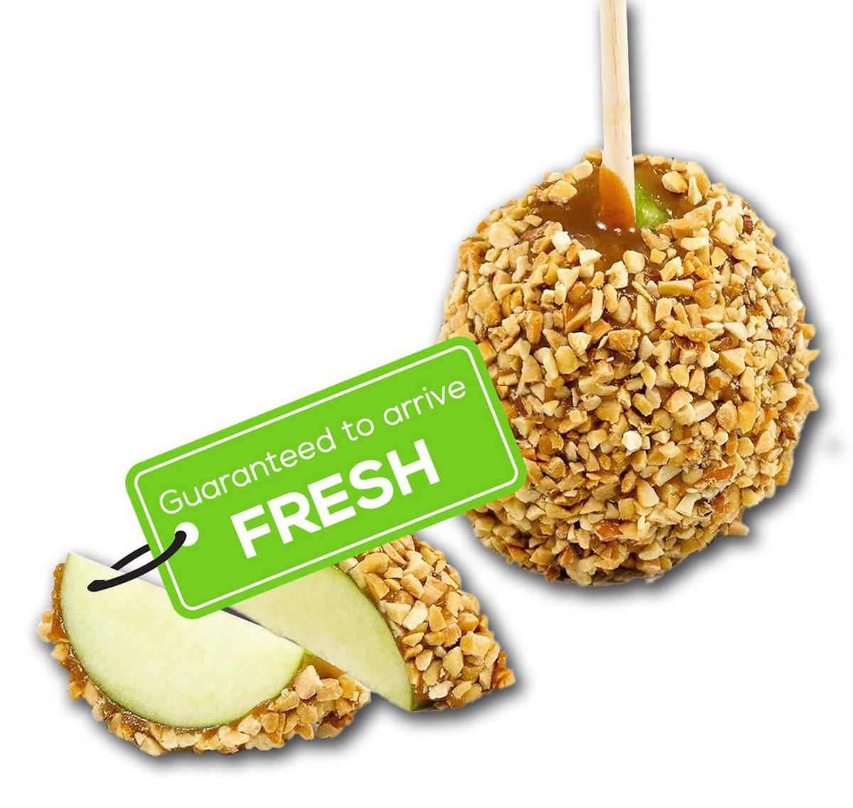 US Sweets Caramel Apple - Caramel Granny Smith Apples Rolled in Peanuts | Delicious Gift | Handmade in Small Batches | Guaranteed to Arrive Fresh