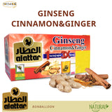 AlAttar Natural Drink Ginseng Cinnamon & Ginger Herbal Tea Bags Herb Herbs Non Gmo No Additives No Artificial Coloring Kosher Halal (20 Bag) ??????