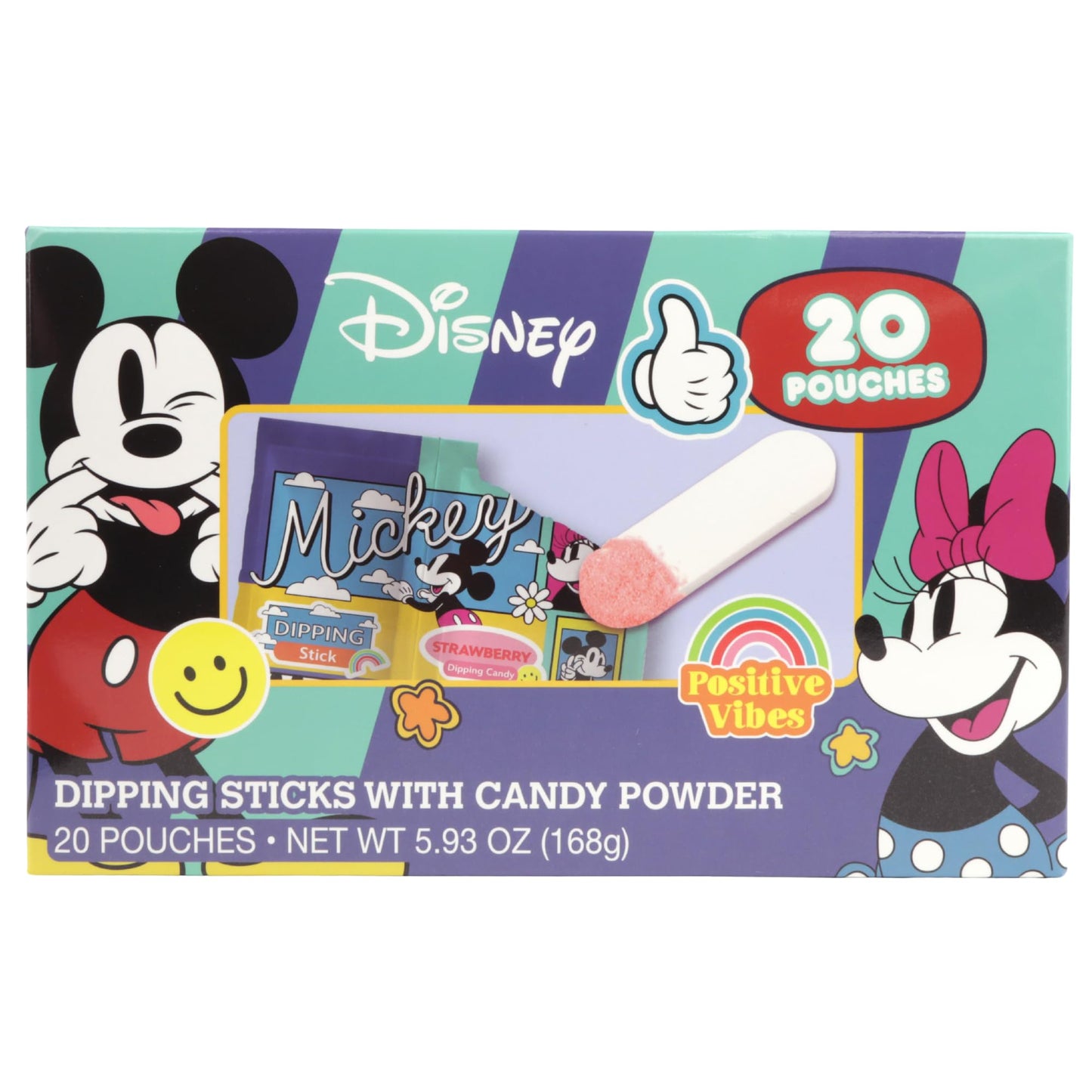 Disney Mickey and Minnie Dipping Sticks and Powder Candy, Birthday Party Treats, 20 Pouches