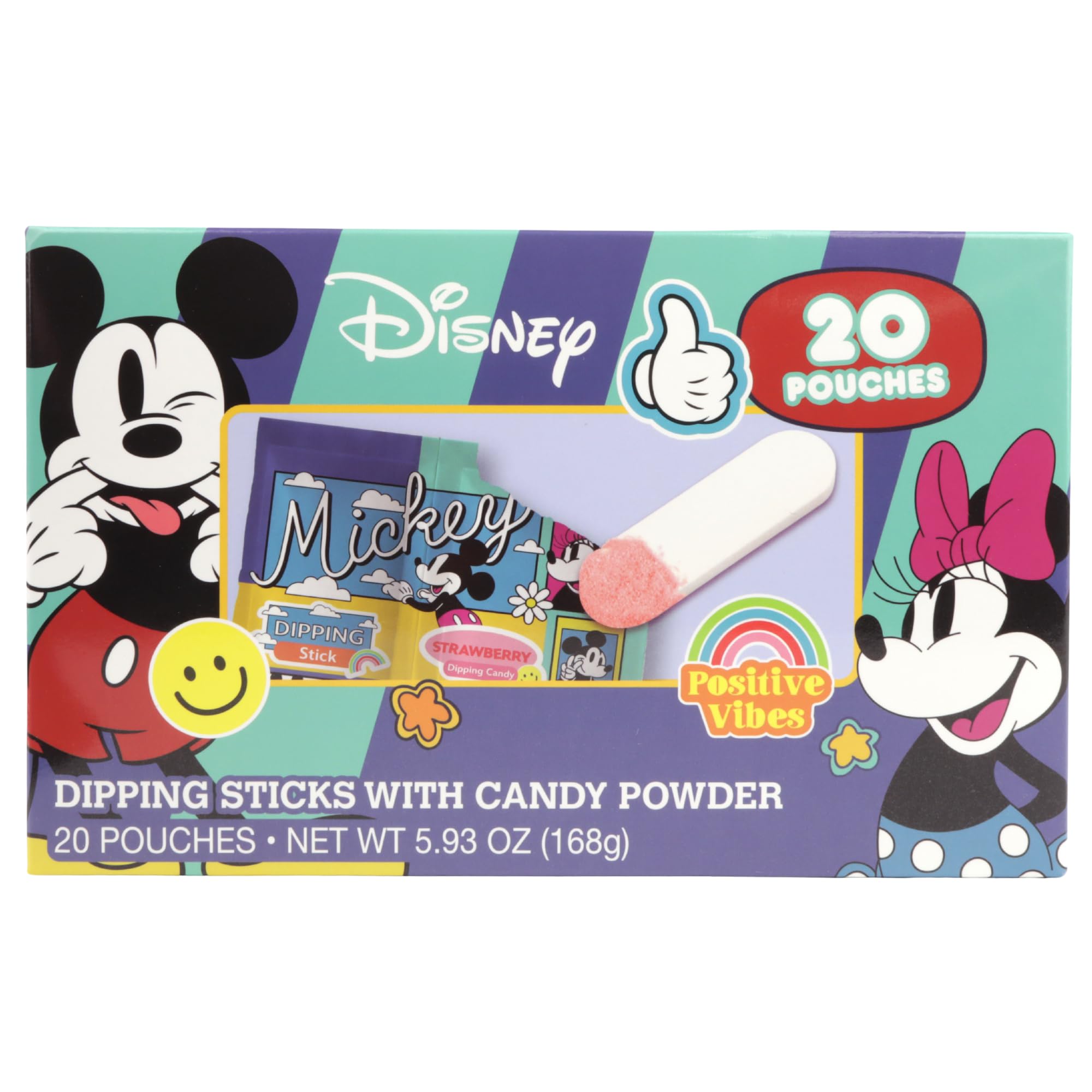 Disney Mickey and Minnie Dipping Sticks and Powder Candy, Birthday Party Treats, 20 Pouches