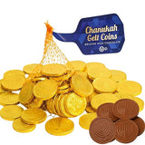 Rite Lite 50 Hanukkah Chocolate Coins, Gelt XL Bulk Mesh Bag Delicious Premium Belgian Milk Chocolate Gold Foiled Menorah OUD Kosher Certified