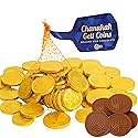 Rite Lite 50 Hanukkah Chocolate Coins, Gelt XL Bulk Mesh Bag Delicious Premium Belgian Milk Chocolate Gold Foiled Menorah OUD Kosher Certified