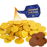 Rite Lite 50 Hanukkah Chocolate Coins, Gelt XL Bulk Mesh Bag Delicious Premium Belgian Milk Chocolate Gold Foiled Menorah OUD Kosher Certified