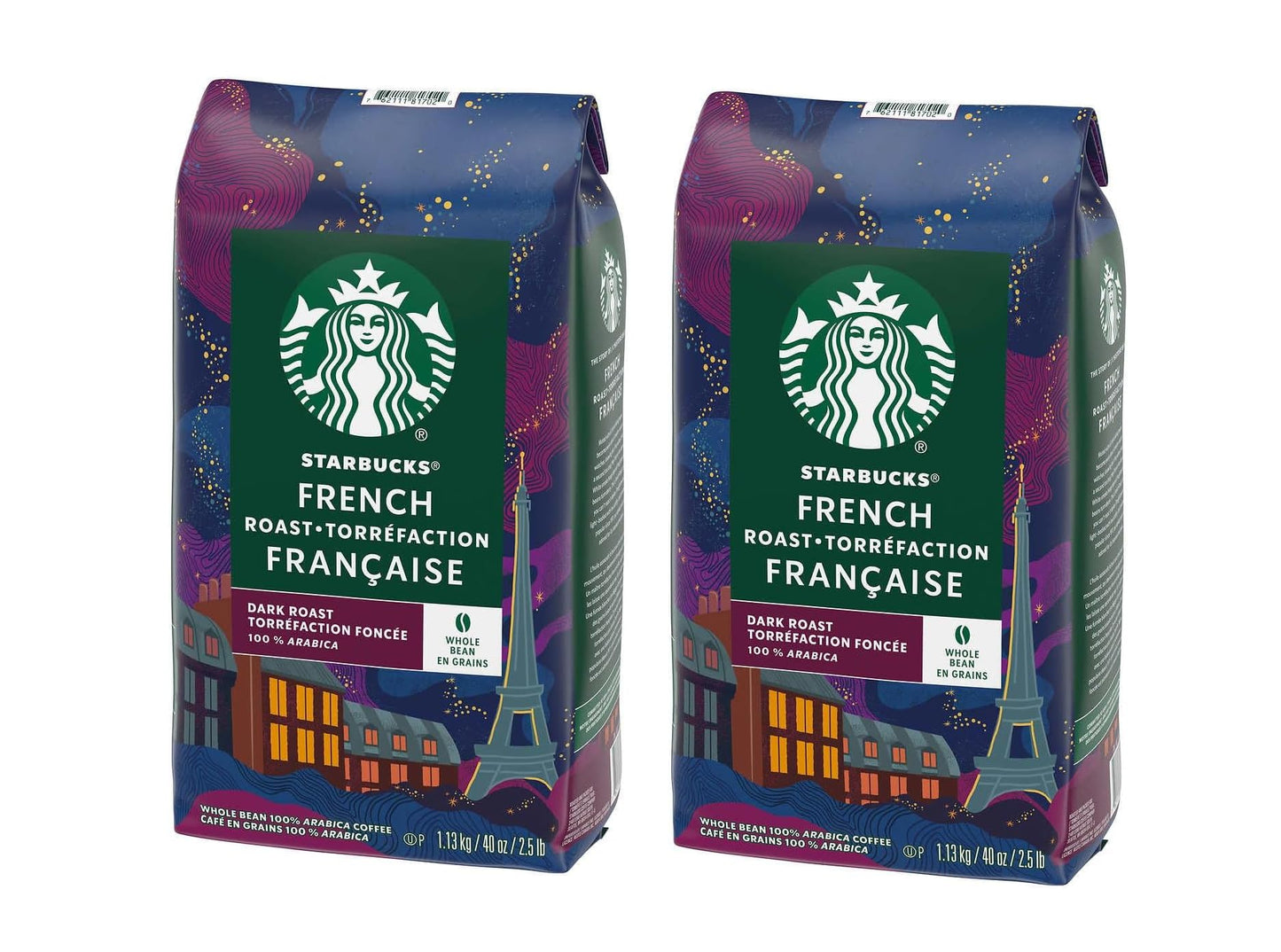 2 Packs of 40 Oz Starbucks French Roast Whole Bean Coffee = 2 x 40 Oz = 80 Oz