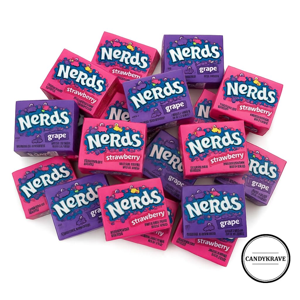 Wonka Nerds Gummy Clusters - Grape & Strawberry - 1 lbs Individually Mini Candy Boxes - Valentines & Easter Treat Pack - Classic & Delicious Gummy
