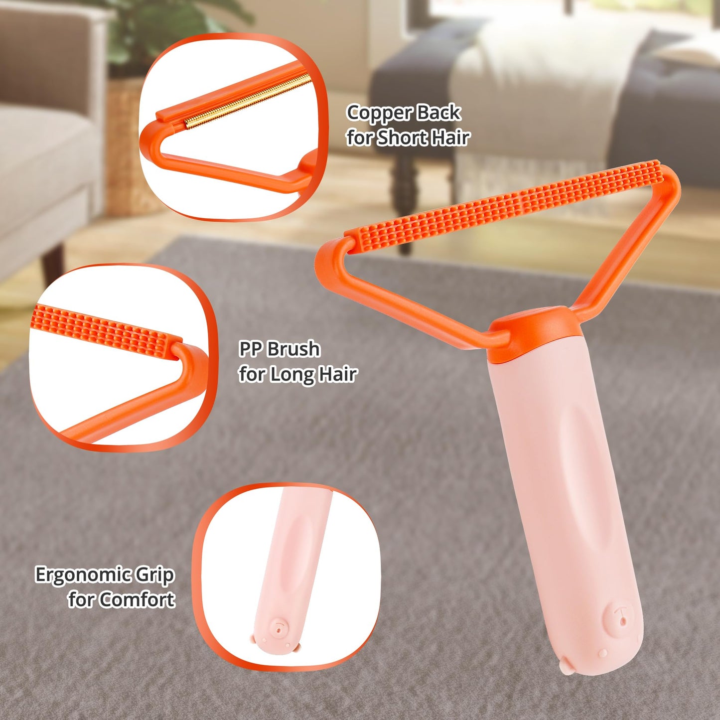 Pet Hair Removal Tool Kit,Cat and Dog Hair Remover for Couch Furniture Carpet Fur Lint with Reusable lint Roller Car Brush and Small Carpet Rake